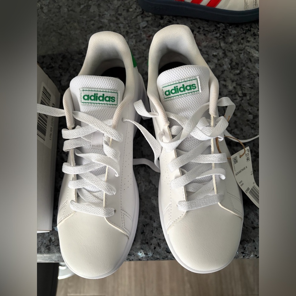Adidas White and Green Classic Sneakers